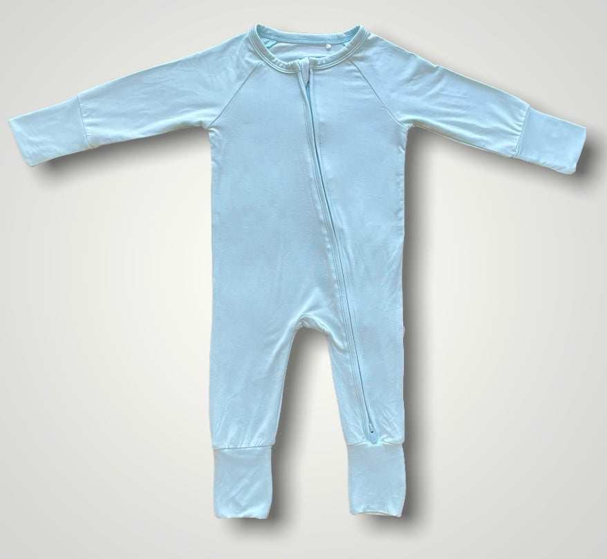 [FINAL SALE]Pastel Blue Zippered Romper