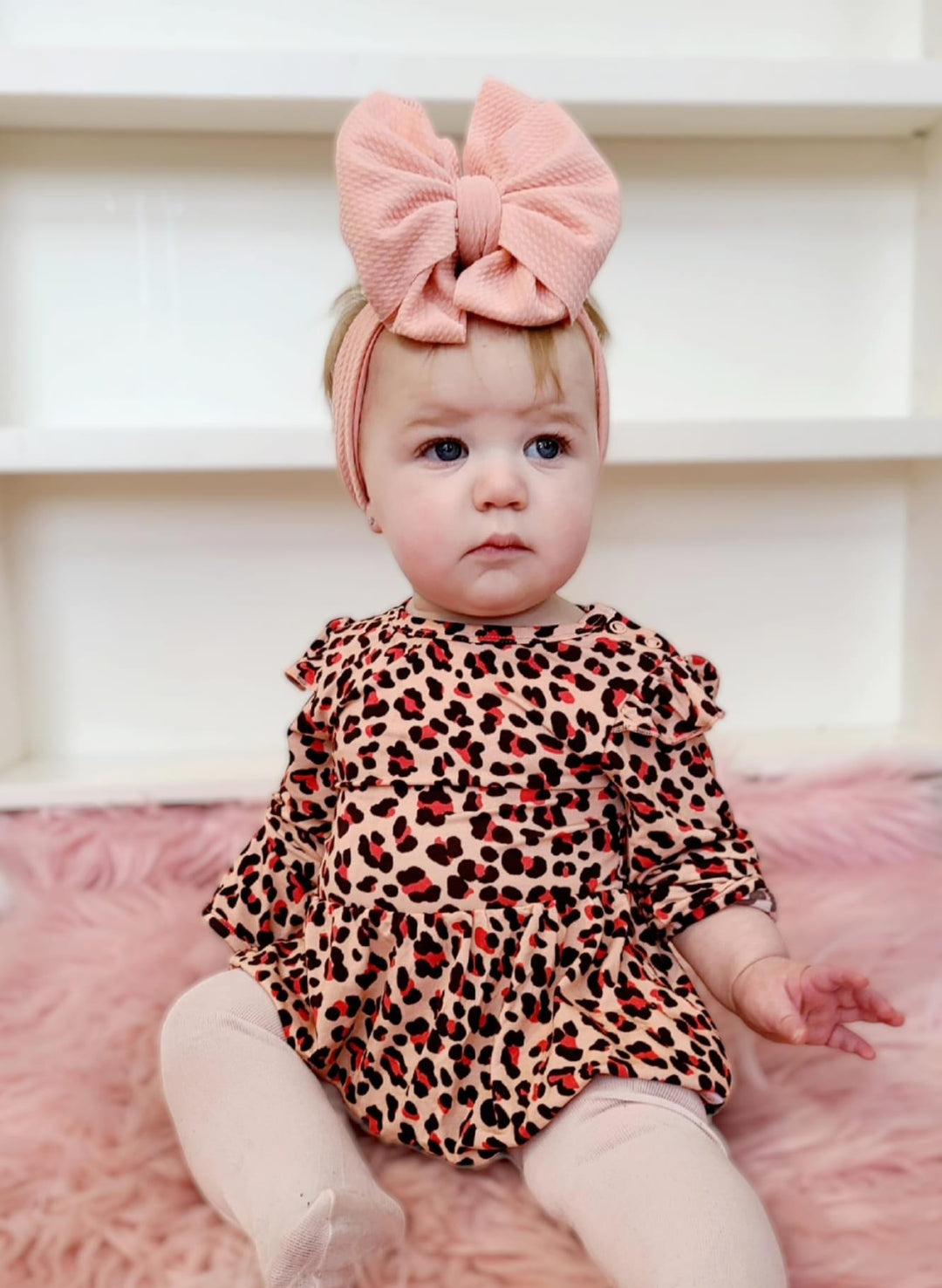 BRIELLA ROSE Leopard Long Sleeves Bubble Romper