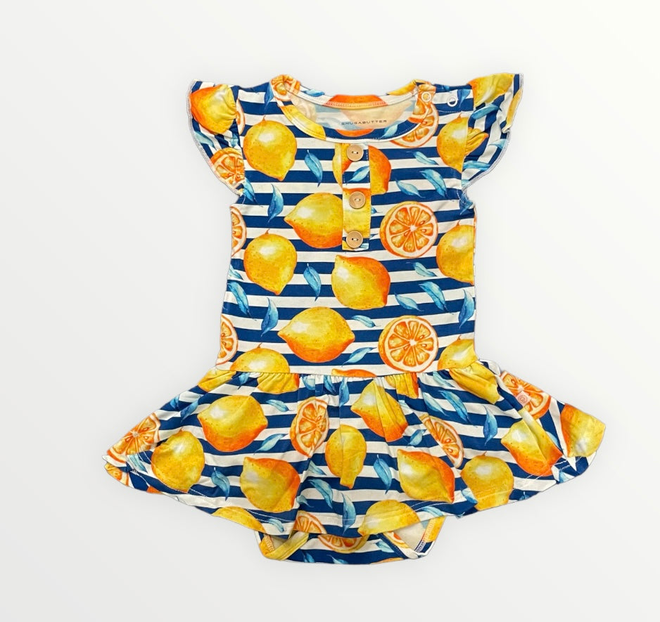 PIPER JOY "When life gives you lemon" capsleeves twirl skirt body suit