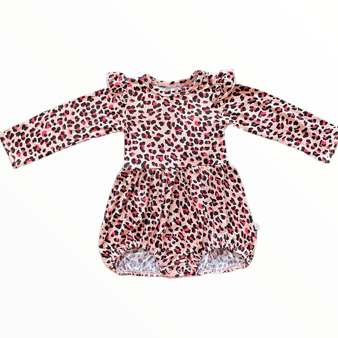 BRIELLA ROSE Leopard Long Sleeves Bubble Romper