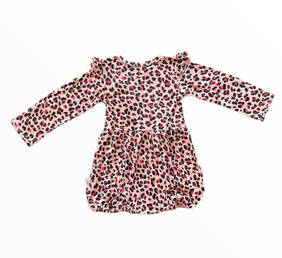 BRIELLA ROSE Leopard Long Sleeves Bubble Romper